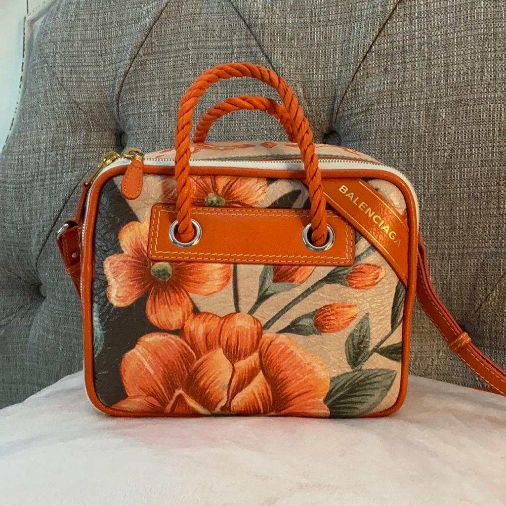 Balenciaga Floral blanket square tote